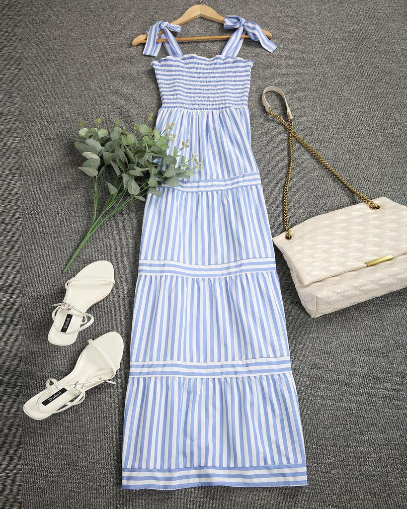 Comfy Elastic Smocking Sleeveless Maxi Dress