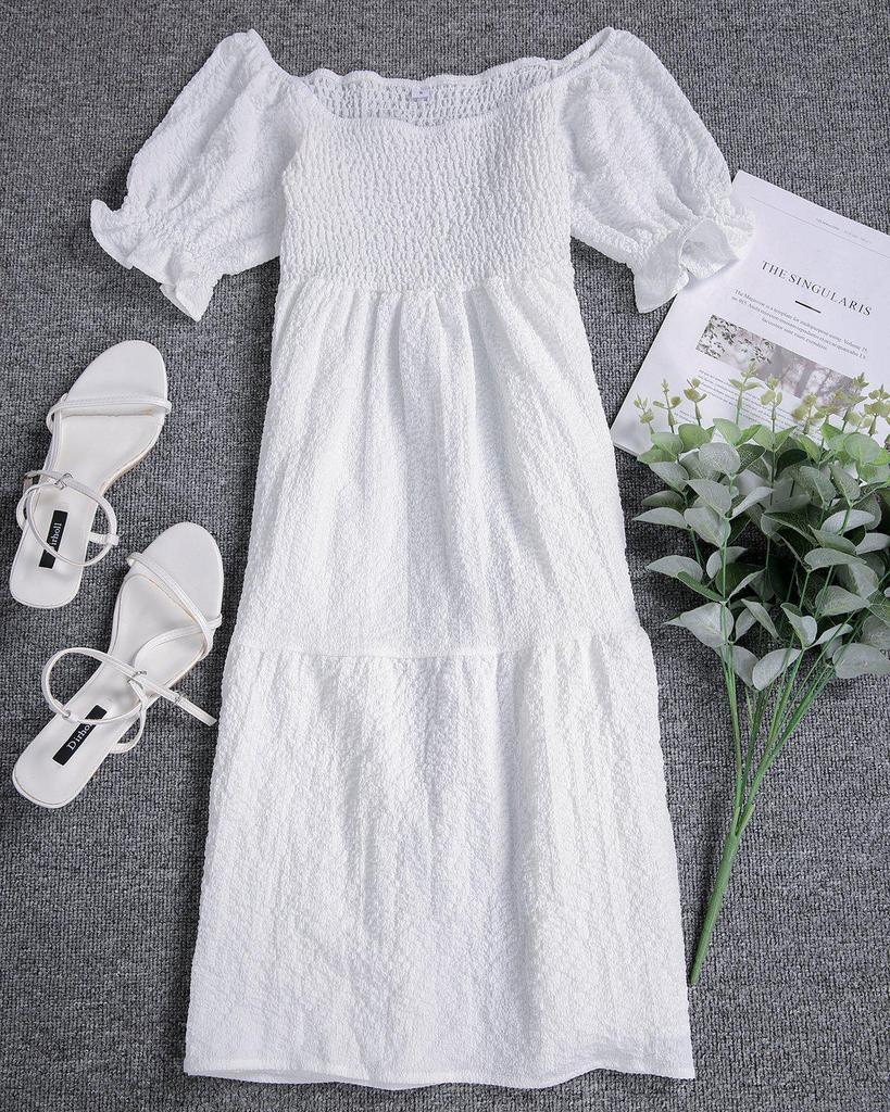 Classy White Short Sleeve Mini Dress