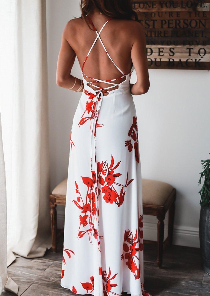 Sexy Sleeveless Print Maxi Dress