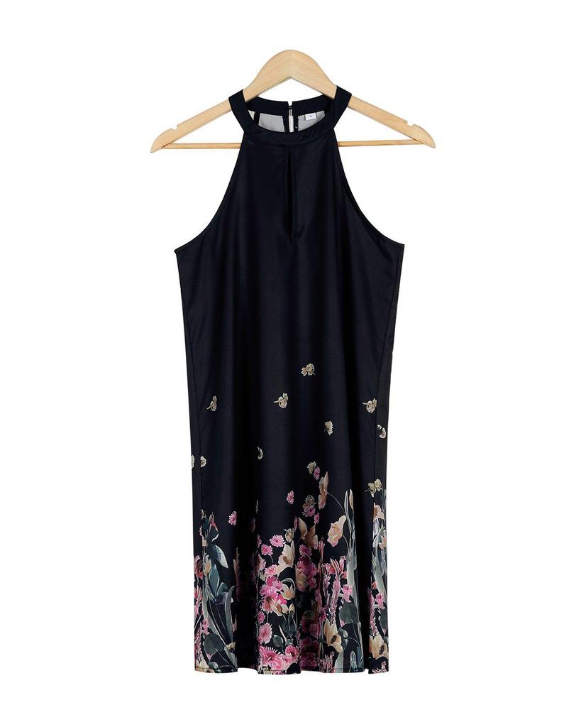 Elegant Floral Print Sleeveless Mini Dress