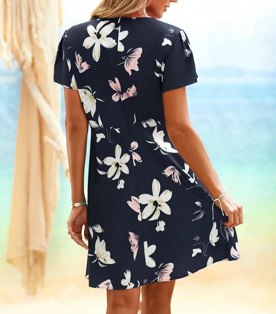 Cool Print Short Sleeve Mini Dress