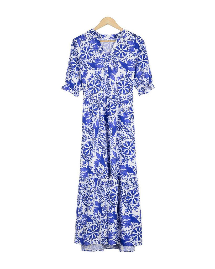 Modern Print Short Sleeve Maxi Dress