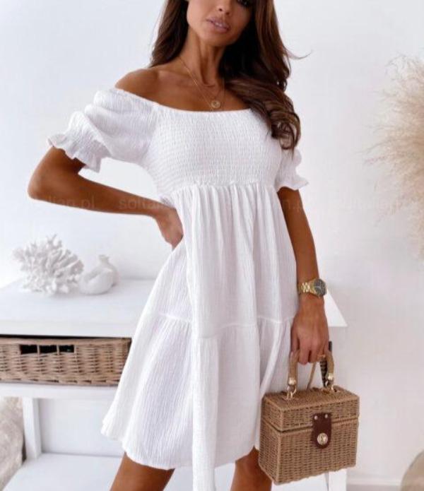 Classy White Short Sleeve Mini Dress