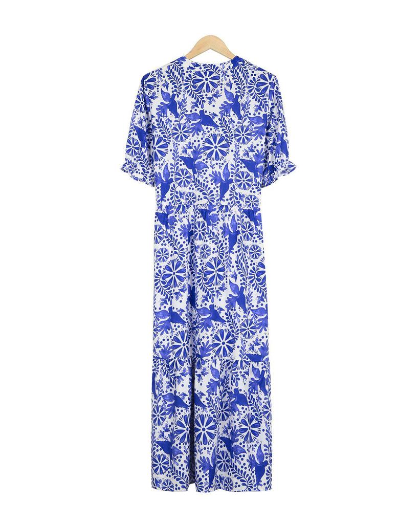 Modern Print Short Sleeve Maxi Dress