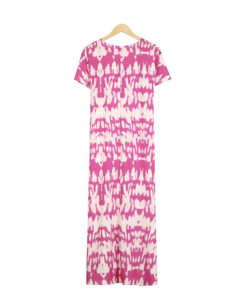 Temperament Print Short Sleeve Maxi Dress