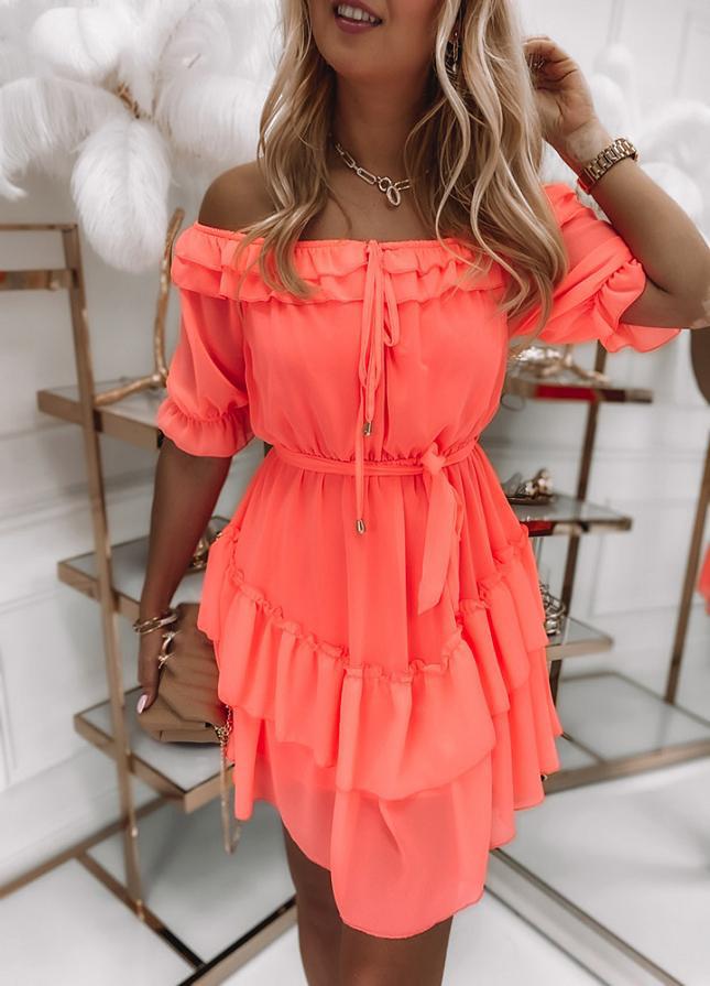 Stunning Plain Short Sleeve Mini Dress