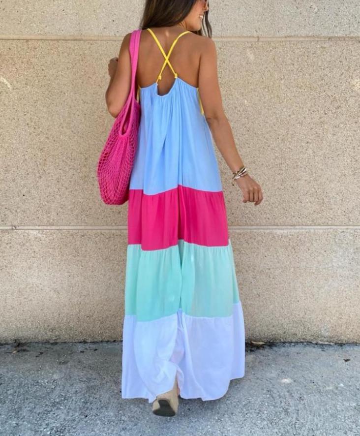 Chic Sleeveless Print Maxi Dress