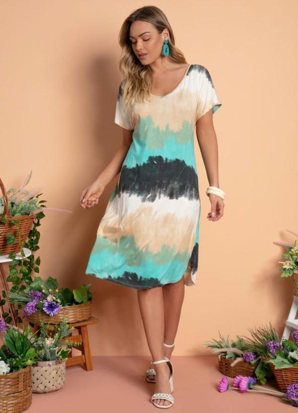 Elegant Print Short Sleeve Midi Dress