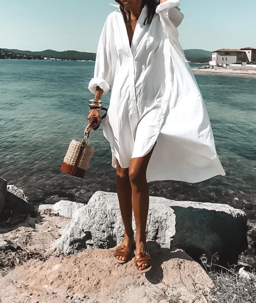 Never Letting Go White Shirtdress