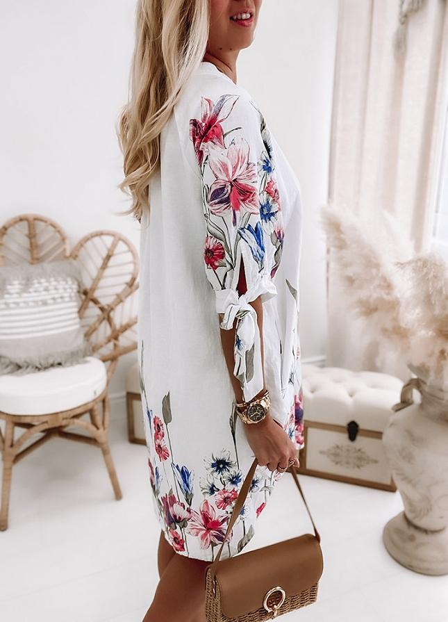 Elegant Print Short Sleeve Mini Dress