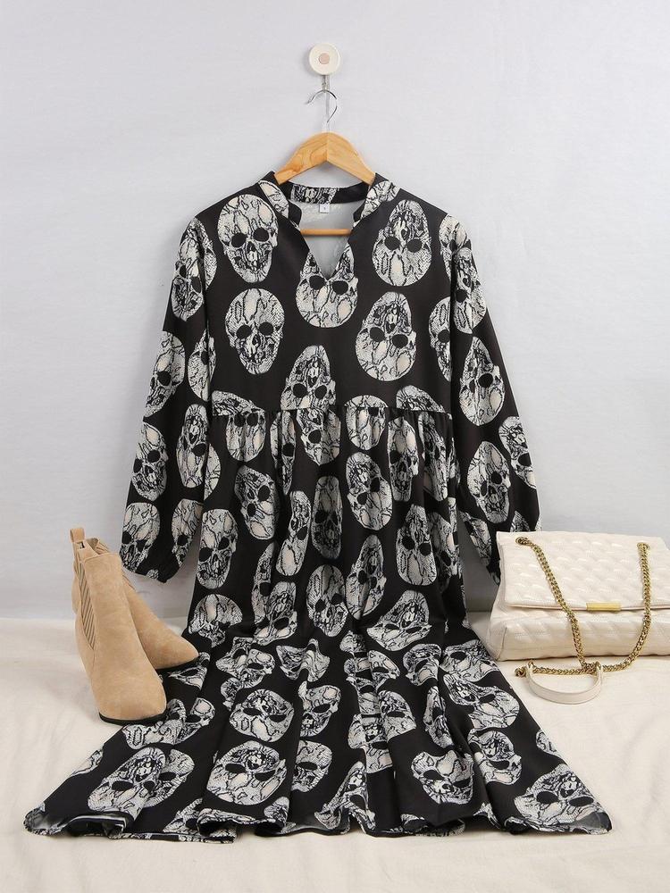 Born to Bad Skull Print Maxi Dress