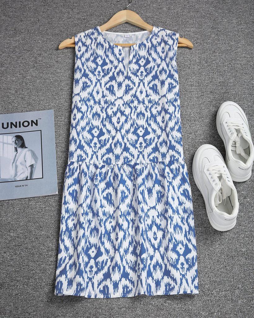 Stylish Print Sleeveless Mini Dress