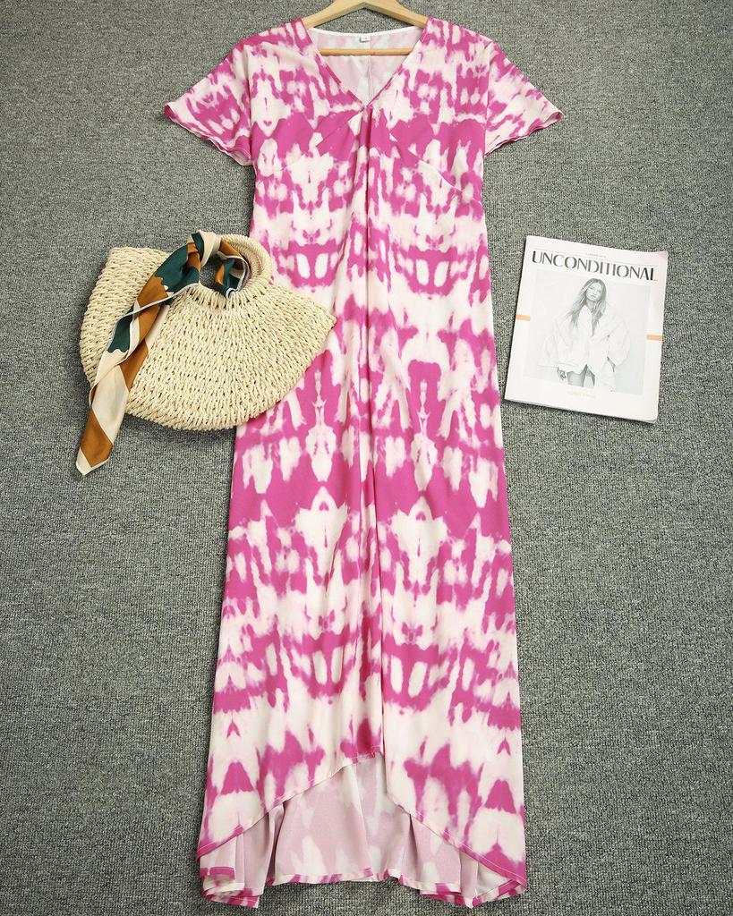 Temperament Print Short Sleeve Maxi Dress