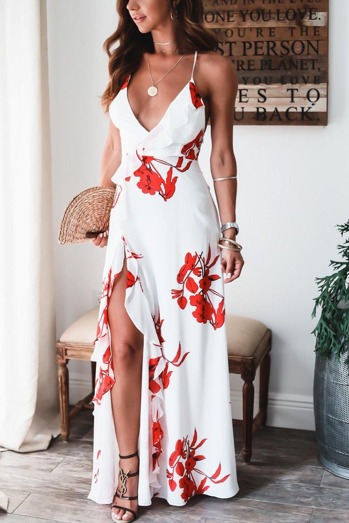 Sexy Sleeveless Print Maxi Dress