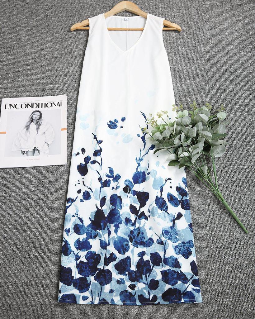 Vintage V-Neck Sleeveless Midi Dress