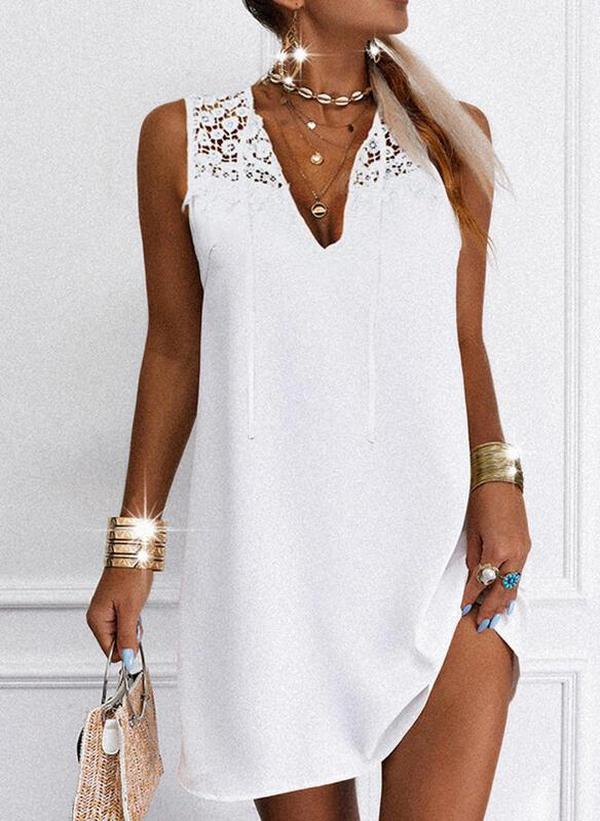 Classy Plain Sleeveless Mini Dress