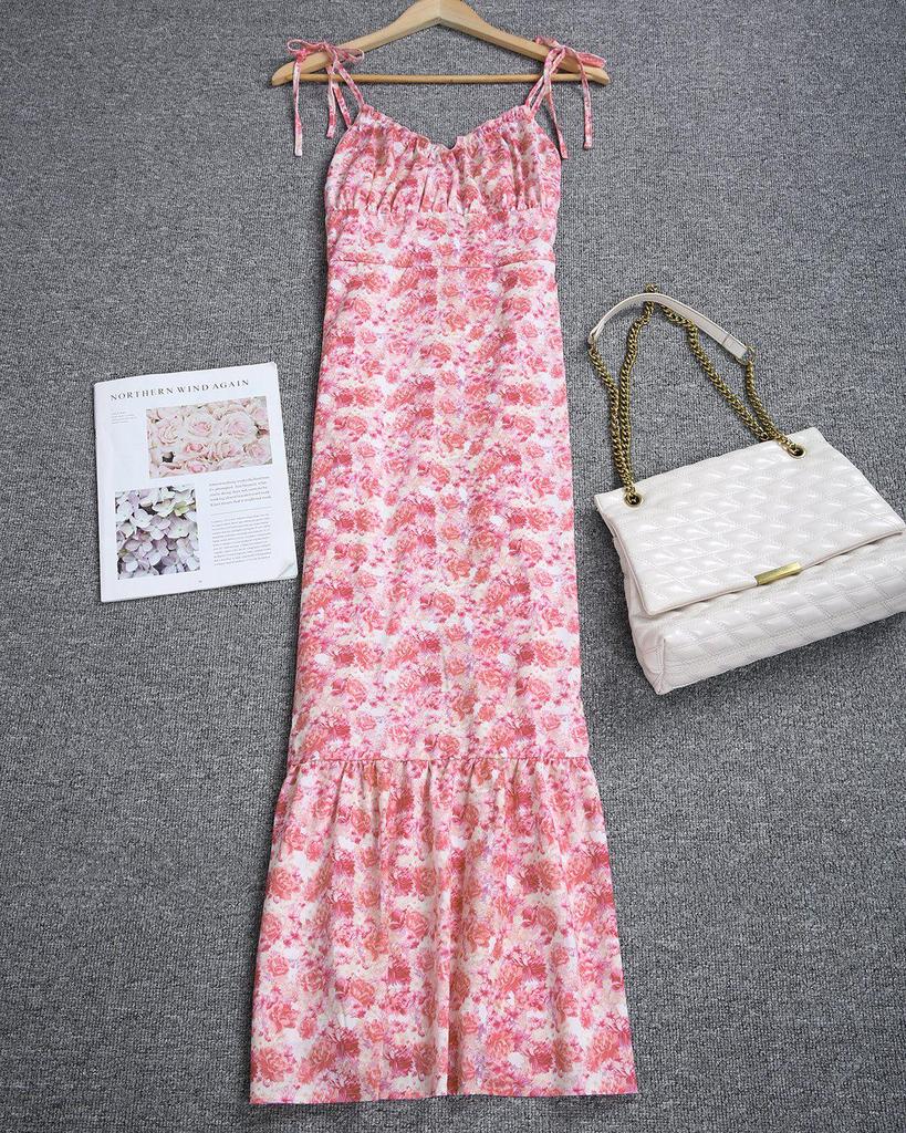 Sweet Print Sleeveless Midi Dress