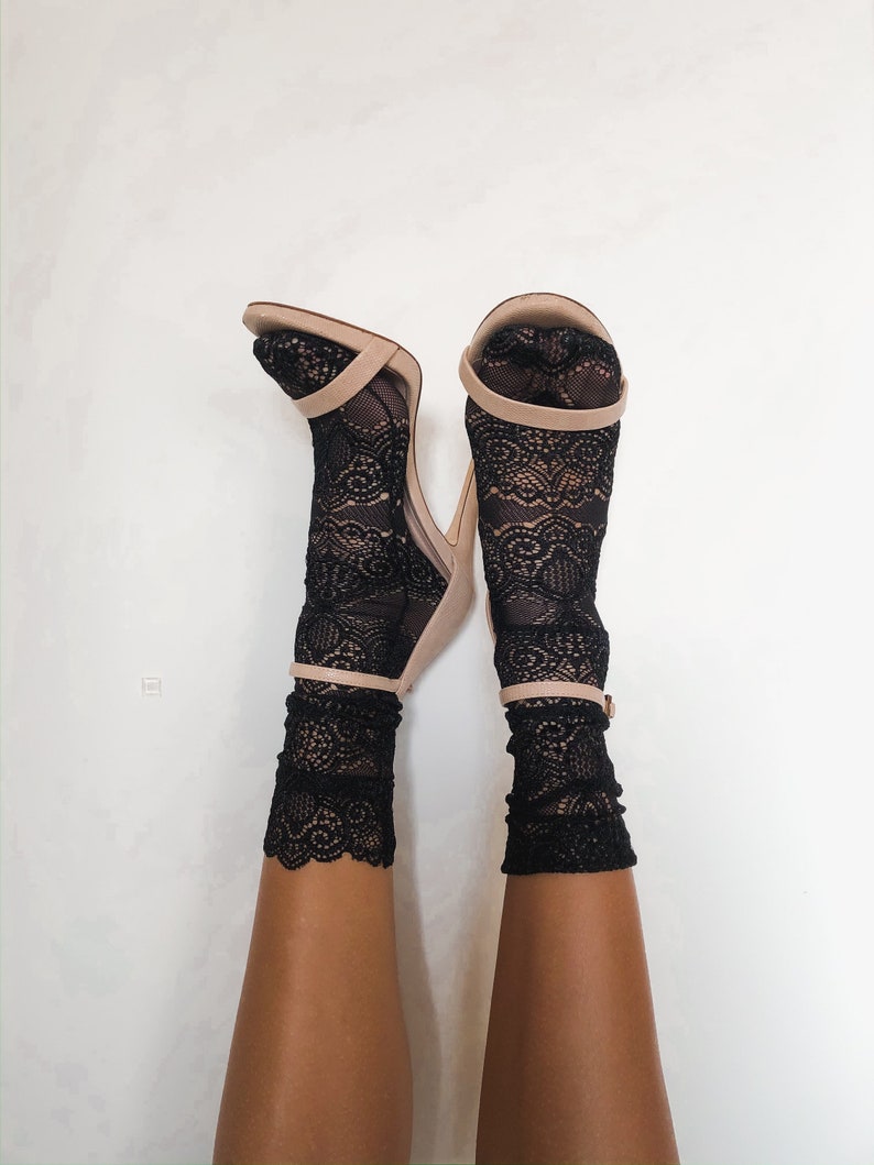 Handmade Lace Mesh Tulle Sheer Socks for Woman