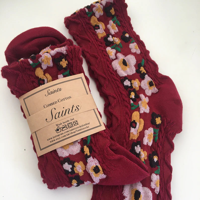 Unique Flower Pattern Women's Socks 2