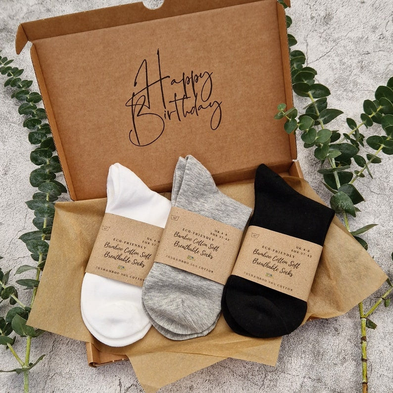 Bamboo Cotton Socks Gift Set For Women and Teenage Girls. Pack of 3 White, Black or Grey. Non-binding Fabric. Natural Eco Friendly Practical