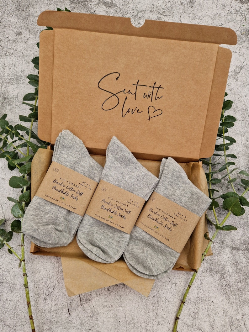 Bamboo Cotton Socks Gift Set For Women and Teenage Girls. Pack of 3 White, Black or Grey. Non-binding Fabric. Natural Eco Friendly Practical