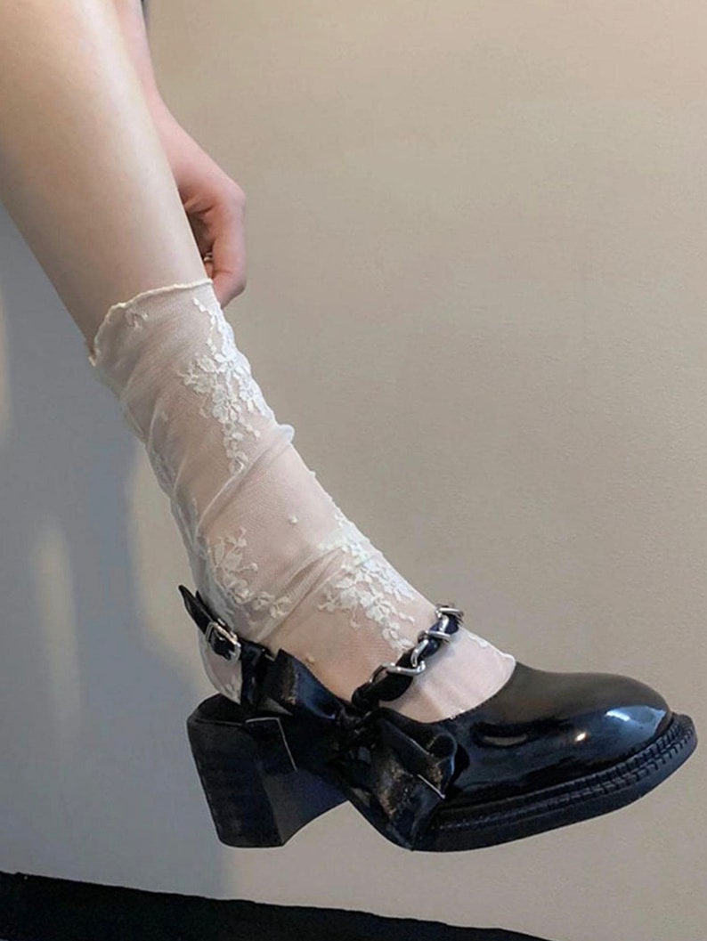 Cute Lace Knit Socks,Tulle Cycling Socks,Transparent Socks,Floral Lace Socks,Tulle Socks,Lace Flower Knit Socks,Women Socks,Summer Thin Sock