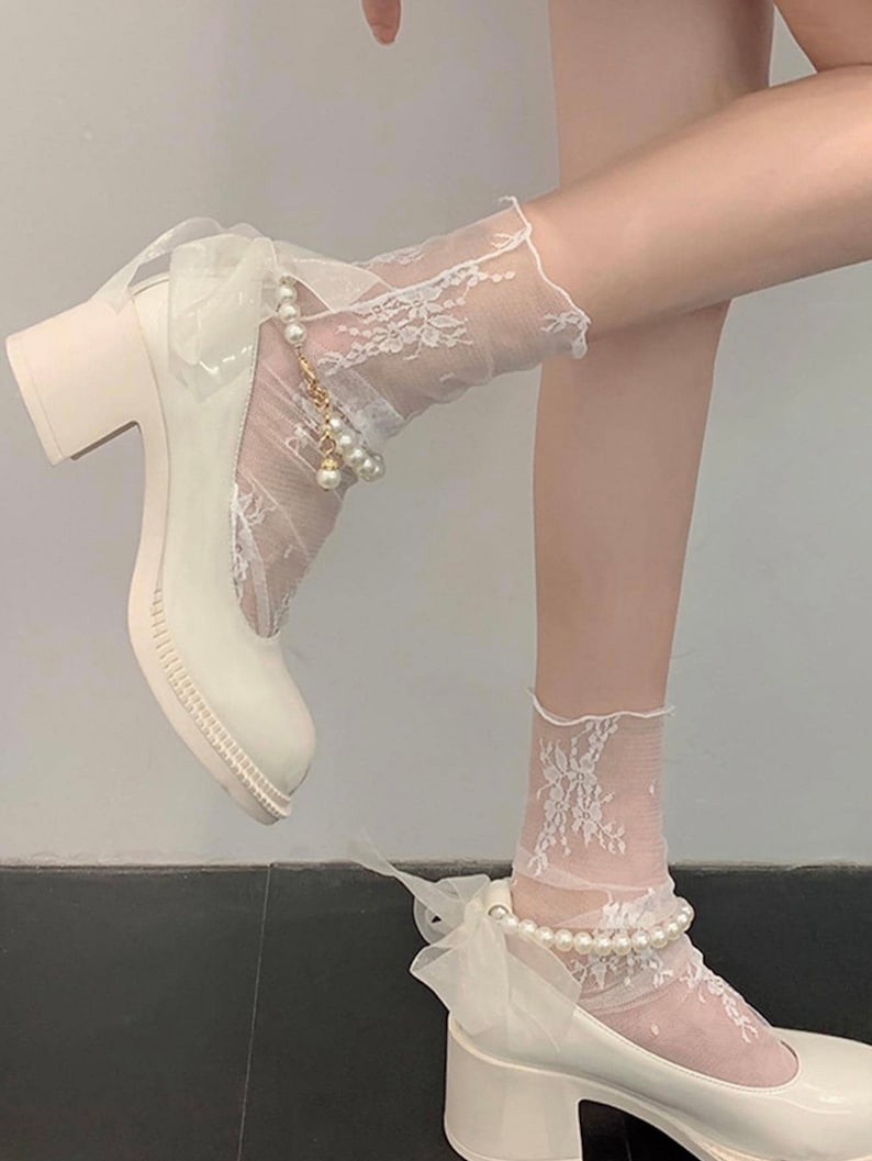 Cute Lace Knit Socks,Tulle Cycling Socks,Transparent Socks,Floral Lace Socks,Tulle Socks,Lace Flower Knit Socks,Women Socks,Summer Thin Sock