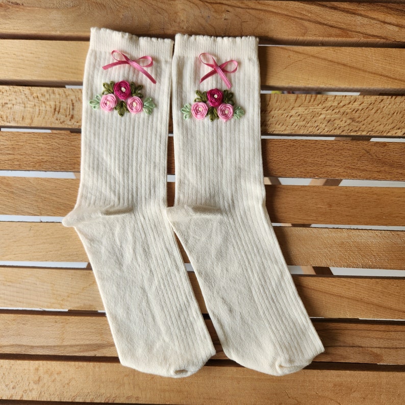 Hand Embroidered Socks for Women -Elevate Your Style with Colorful Floral Embroidered Women's Socks - Unique and Soft! Unique and Hot!