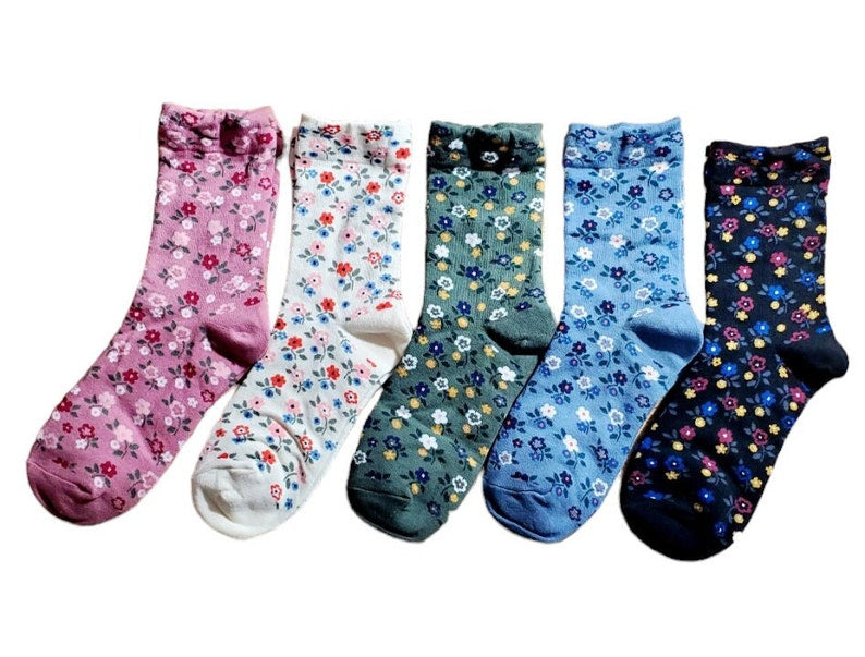 Floral Pattern Socks | Lightweight Crew Socks