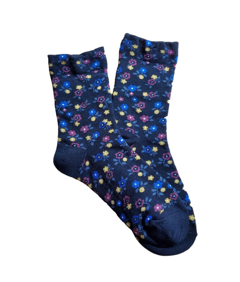 Floral Pattern Socks | Lightweight Crew Socks