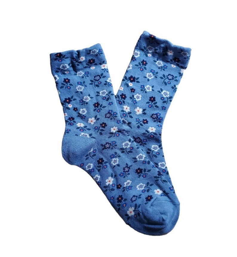 Floral Pattern Socks | Lightweight Crew Socks