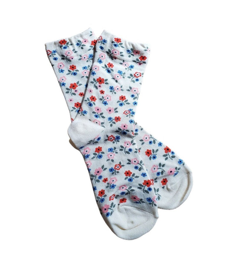 Floral Pattern Socks | Lightweight Crew Socks